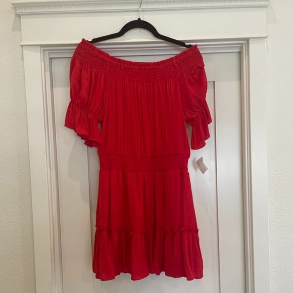 NWT Impeccable Pig Off The Shoulder Dress - Red - Picture 1 of 5